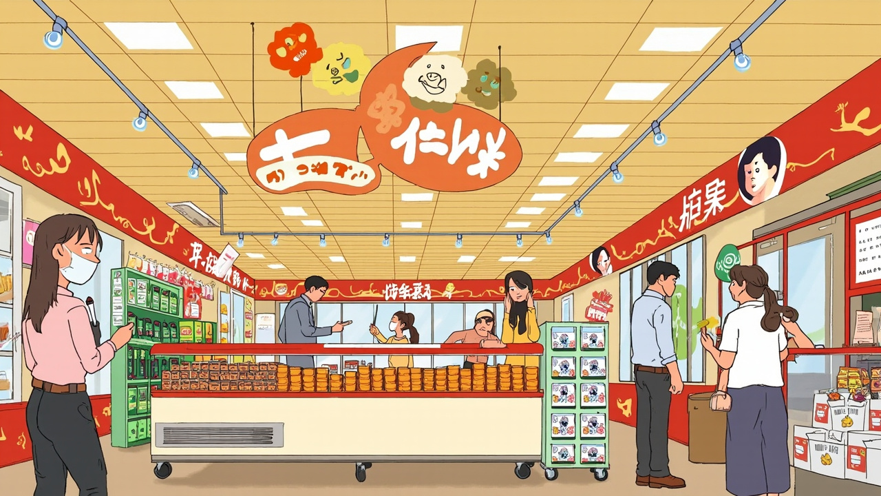 消费者在零食折扣门店查看商品标签